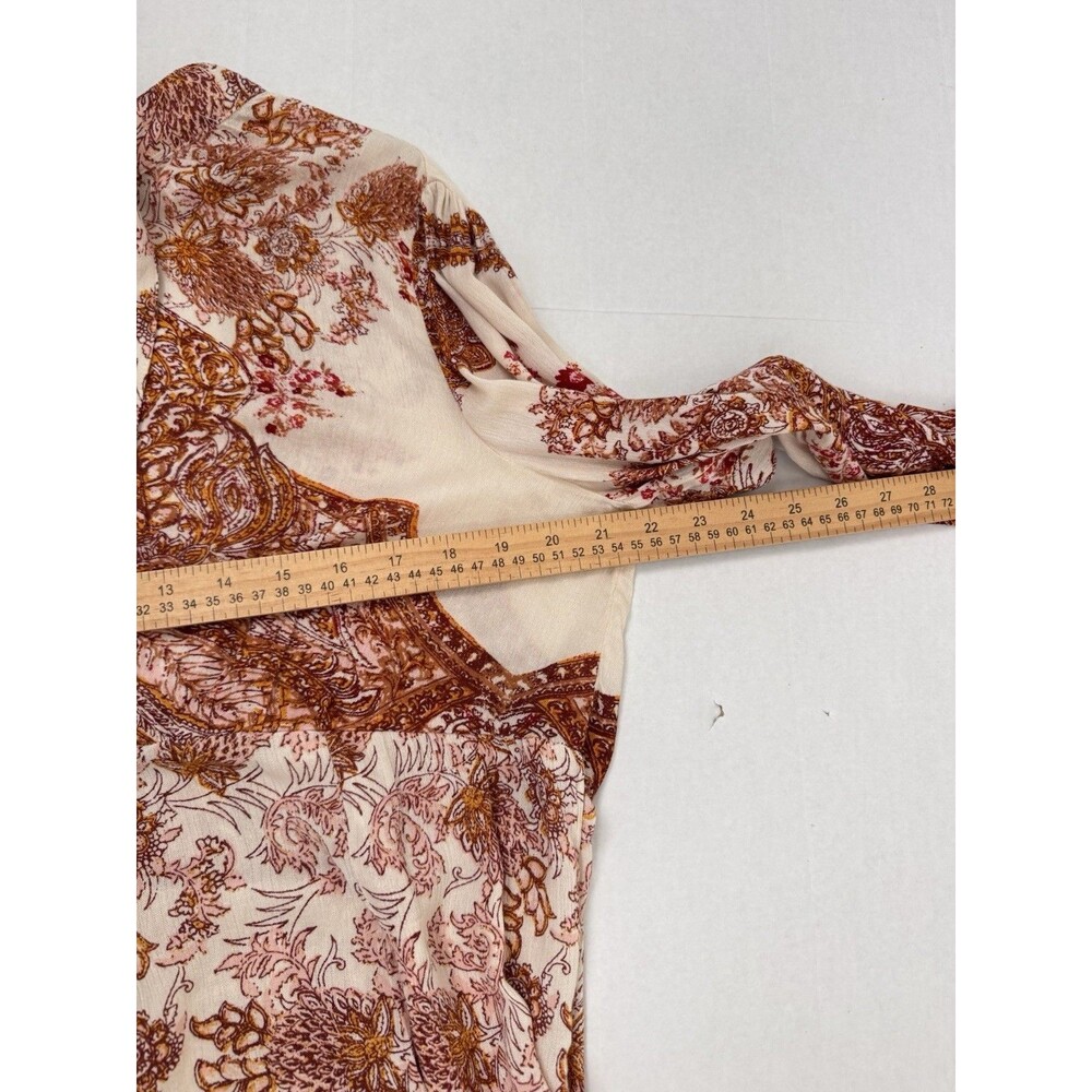 Free people Lady Luck Tunic Long Top Mini Dress Ivory Floral Print Flowy - Picture 10 of 12
